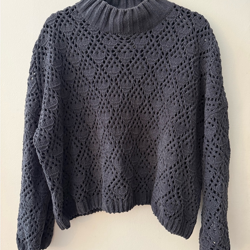 POL Charcoal Knit Mock Neck Sweater